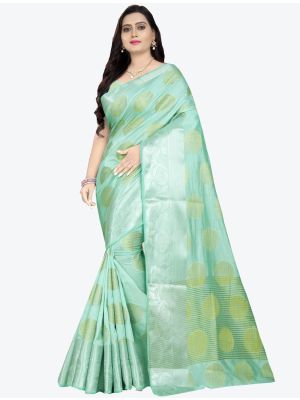 Light Blue Banarasi Silk Designer Saree small FABSA20792