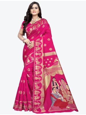 Pink Banarasi Jacquard Designer Saree small FABSA20827