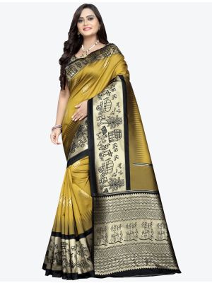 Yellow Banarasi Cotton Silk Designer Saree small FABSA20809