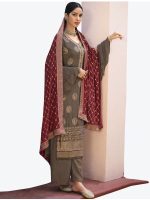 Grey Chinon Chiffon Dress Material with Dupatta small FABSL20353