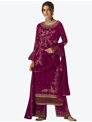 Magenta Soft Georgette Semi Stitched Straight Suit with Dupatta small FABSL20416