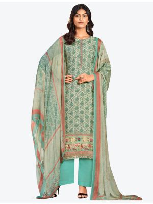 Light Teal Fine Muslin Straight Suit with Pure Chiffon Dupatta small FABSL20520