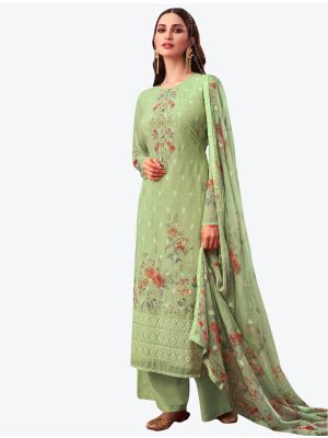 Pastel Green Embroidered Pure Georgette Straight Suit with Dupatta small FABSL20526