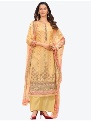 Pastel Yellow Fine Muslin Straight Suit with Pure Chiffon Dupatta small FABSL20523