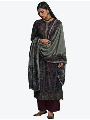 Dark Wine Premium Velvet Designer Winter Suit with Dupatta small FABSL20612