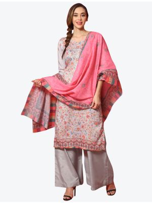 Light Grey Cotton Festive Wear Straight Suit with Dupatta FABSL20653