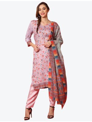 Light Mauve Cotton Festive Wear Straight Suit with Dupatta FABSL20656