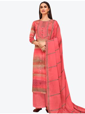 Bright Peach Jam Satin Designer Palazzo Suit with Dupatta FABSL20694