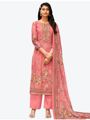 Light Pink Premium Cotton Designer Palazzo Suit with Dupatta small FABSL20723