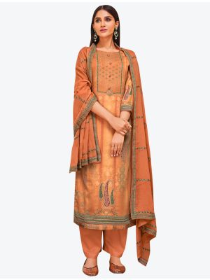Pastel Orange Jam Satin Designer Palazzo Suit with Dupatta FABSL20701