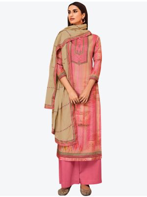 Pastel Pink Jam Satin Designer Palazzo Suit with Dupatta FABSL20698