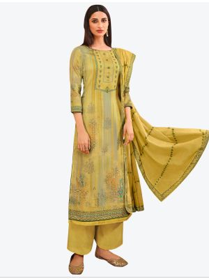 Pastel Yellow Jam Satin Designer Palazzo Suit with Dupatta FABSL20700