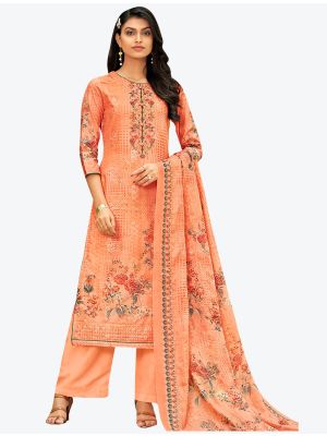 Perfect Peach Premium Cotton Designer Palazzo Suit with Dupatta small FABSL20725