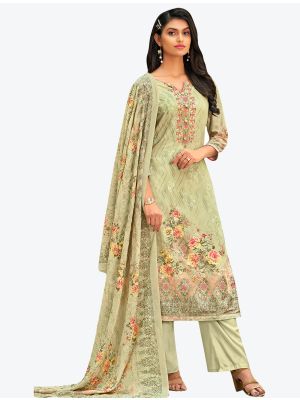 Pista Green Premium Cotton Designer Palazzo Suit with Dupatta small FABSL20726
