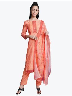 Orange Chanderi Silk Party Wear Designer Palazzo Suit small FABSL20881