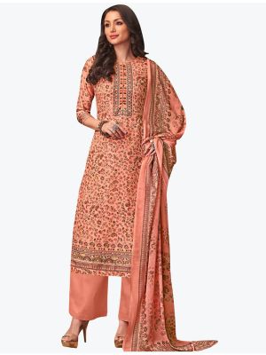 Peach Cotton Blend Floral Printed Elegant Palazzo Suit FABSL20957
