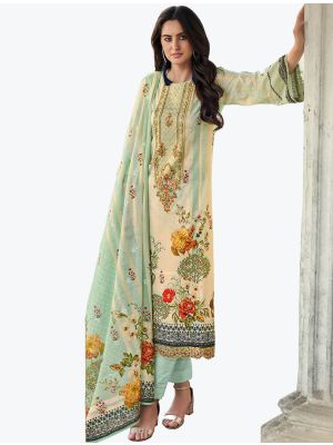 Light Cream Premium Cotton Exclusive Designer Salwar Suit small FABSL21006