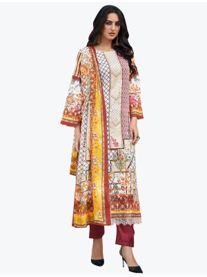 Off White Premium Cotton Exclusive Designer Salwar Suit small FABSL21002