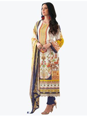 Pale White Premium Cotton Exclusive Designer Salwar Suit small FABSL21005