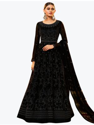 Royal Black Net Exclusive Designer Floor Length Suit with Dupatta small FABSL20998