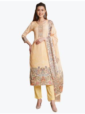 Yellow Crepe Salwar Suit with Digital Printed Dupatta small FABSL21066