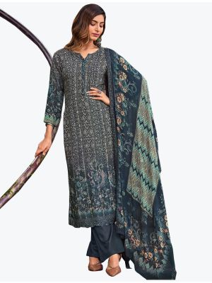 Denim Blue Muslin Palazzo Suit with Thread Work And Sequin small FABSL21109