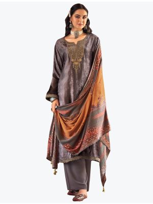 Brown Premium Velvet Designer Palazzo Suit with Pure Silk Dupatta small FABSL21145