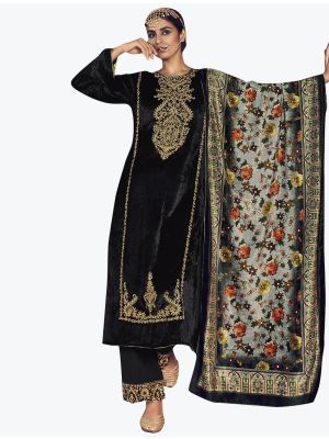 Dazzling Black Premium Velvet Designer Salwar Suit small FABSL21212
