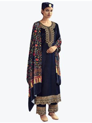 Navy Blue Premium Velvet Designer Salwar Suit small FABSL21217