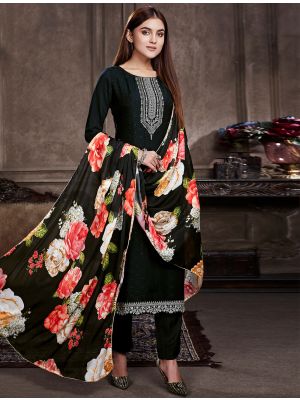 Black Muslin Embroidered Salwar Kameez small FABSL21358