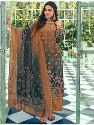 Multicolor Cotton Blend Palazzo Suit With Thread Work small FABSL21384