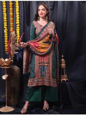 Green Pure Muslin Designer Salwar Kameez small FABSL21475