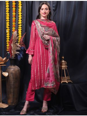 Magenta Pure Georgette Designer Salwar Kameez small FABSL21472
