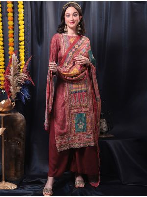 Maroon Pure Muslin Designer Salwar Kameez small FABSL21474