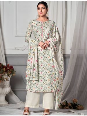 Creamy White Pure Cotton Digital Printed Salwar Kameez small FABSL21510