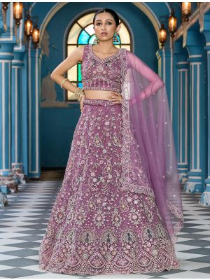 Twilight Lavender Net Embroidered Lehenga Choli small FABLE20524