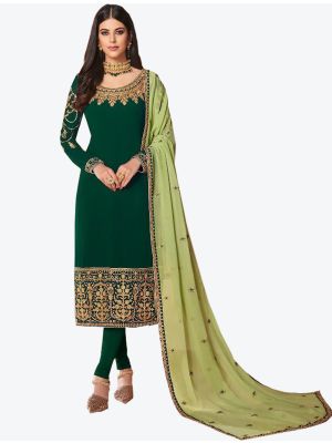 Green Georgette Straight Suit with Dupatta small FABSL20239