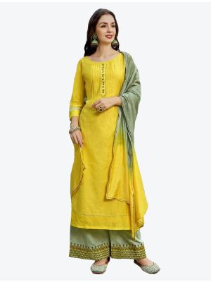 Yellow Rayon Straight Suit with Dupatta small FABSL20227