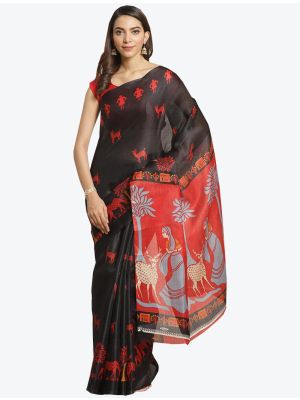 Black Bhagalpuri Art Silk Designer Saree small FABSA20879