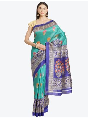 Cyan Bhagalpuri Art Silk Designer Saree small FABSA20873