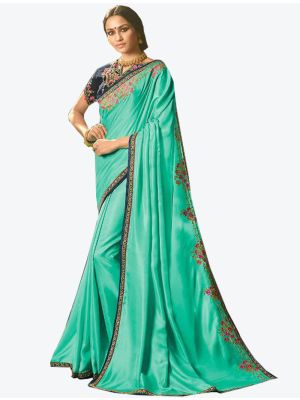 Light Green Dola Silk Designer Saree small FABSA20767