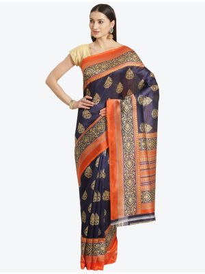 Navy Blue Bhagalpuri Art Silk Designer Saree thumbnail FABSA20868