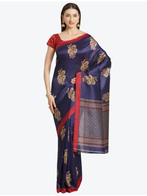 Navy Blue Bhagalpuri Art Silk Designer Saree small FABSA20882