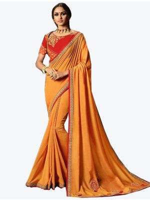 Orange Dola Silk Designer Saree small FABSA20768