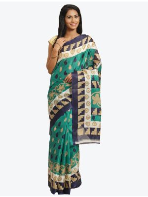 Turquoise Blue Bhagalpuri Art Silk Designer Saree small FABSA20878