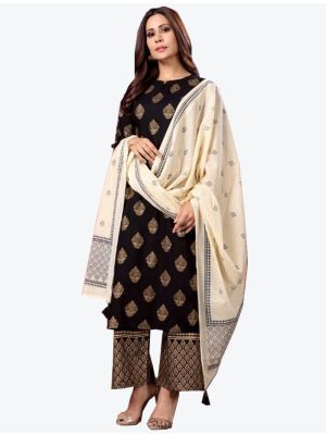 Black Liva Rayon Readymade Suit with Dupatta small FABSL20305