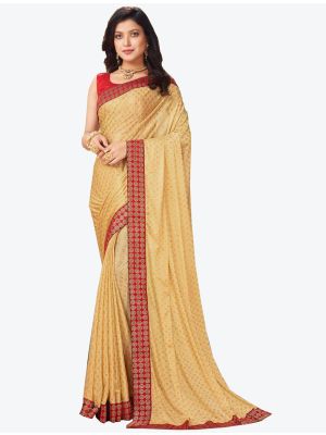 Golden Lycra Designer Saree thumbnail FABSA20912