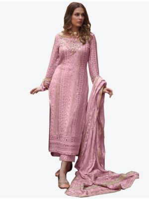 Light Purple Georgette Semi Stitched Pakistani Suit with Dupatta small FABSL20338