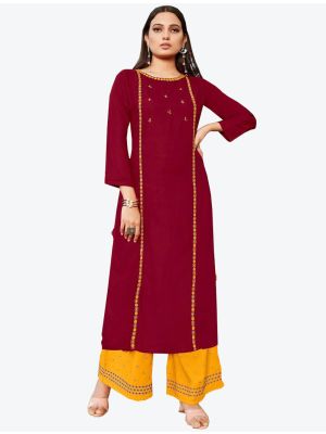 /theethnicworld/202102/maroon-fine-rayon-kurti-with-plazzo-bottom-fabku20224.jpg