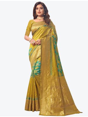 Mustard Banarasi Pure Silk Designer Saree small FABSA20921